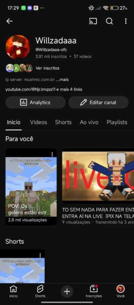 CANAL YT MINECRAFT + 3K