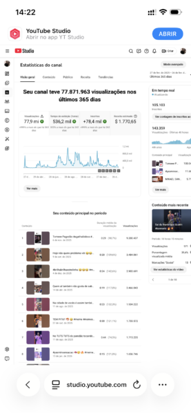 CANAL DE YOUTUBE COM 105 MIL INSCRITOS | ENGAJAMENTO ALTO