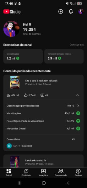 Canal 19k de inscritos