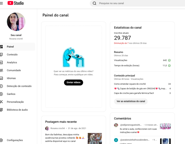 Canal Youtube 29 Mil seguidores