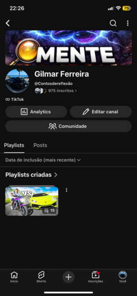 VENDO CANAL DO YOUTUBE 973 INSCRITOS